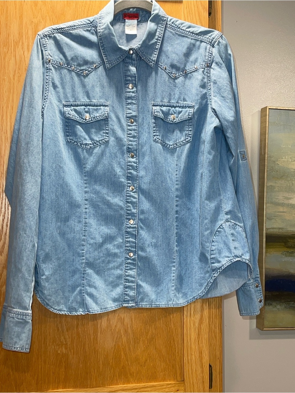Red Tulips Light Blue Denim Shirt - Red Logo Tag